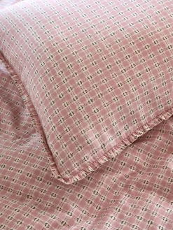 Laura Ashley Pink Cresswell Gingham 100% Cotton Duvet Cover and Pillowcase Set^ Branded Bedlinen