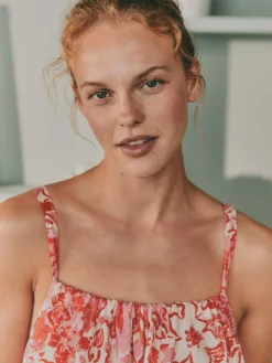 Laura Ashley Pink Peony Cotton Scalloped Slip Nightie^Women All Night & Lounge