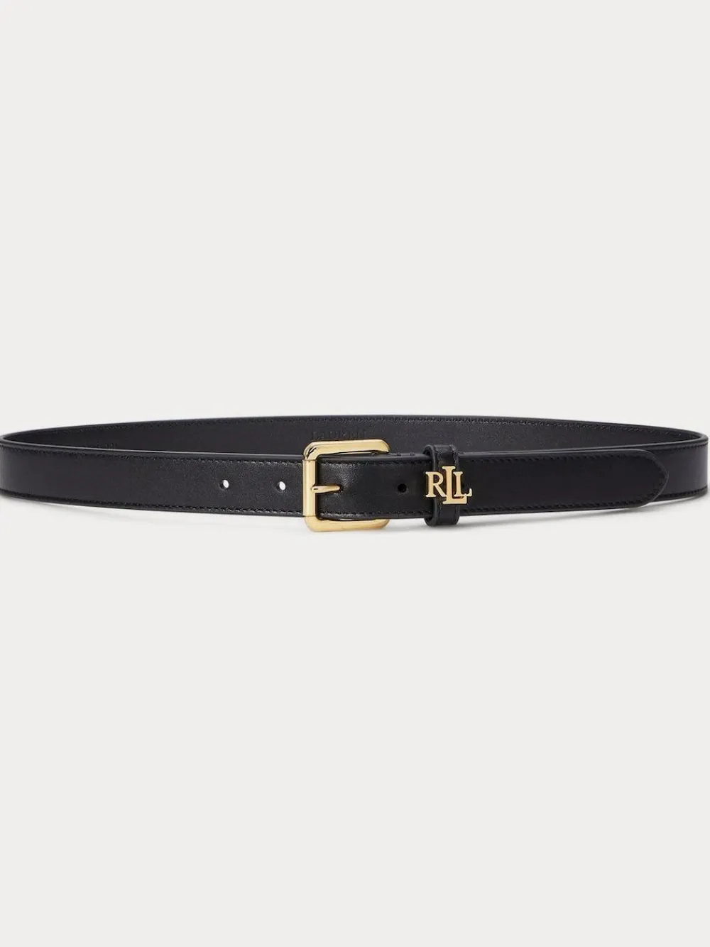 Hot Lauren Ralph Lauren 2.5cm Logo Reversible Pebbled Leather Belt Black