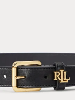 Hot Lauren Ralph Lauren 2.5cm Logo Reversible Pebbled Leather Belt Black