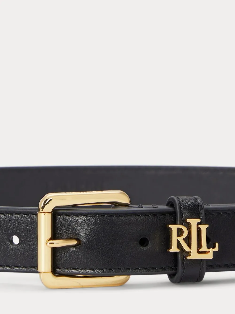 Hot Lauren Ralph Lauren 2.5cm Logo Reversible Pebbled Leather Belt Black
