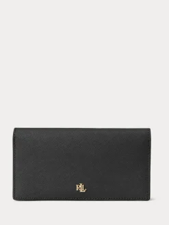 Outlet Lauren Ralph Lauren Crosshatch Leather Slim Wallet Black