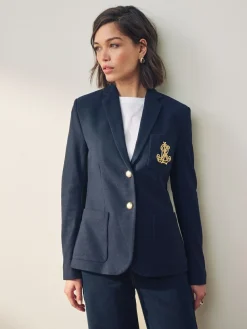Lauren Ralph Lauren Lauren Navy Anfisa Bullion Jacquard Blazer^Women Suits & Tailoring|Blazers