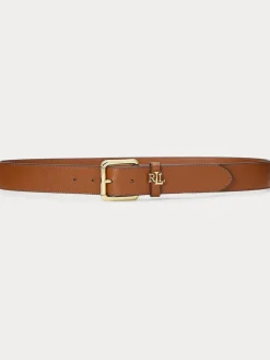 Online Lauren Ralph Lauren 3.2cm Logo-Keeper Leather Belt Lauren Tan