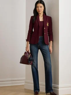 Lauren Ralph Lauren Anfisa Crest Logo Blazer Jacket Red