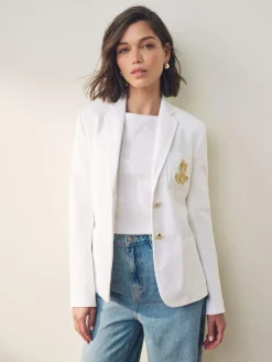 Lauren Ralph Lauren White Anfisa Bullion Jacquard Blazer^Women Blazers|Suits & Tailoring