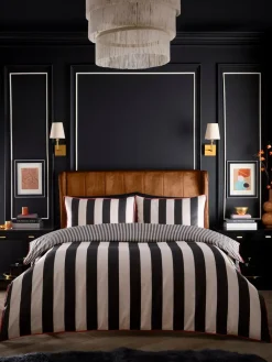 Outlet Laurence Llewelyn-Bowen Black Festivo Circus Stripe Duvet Cover Set