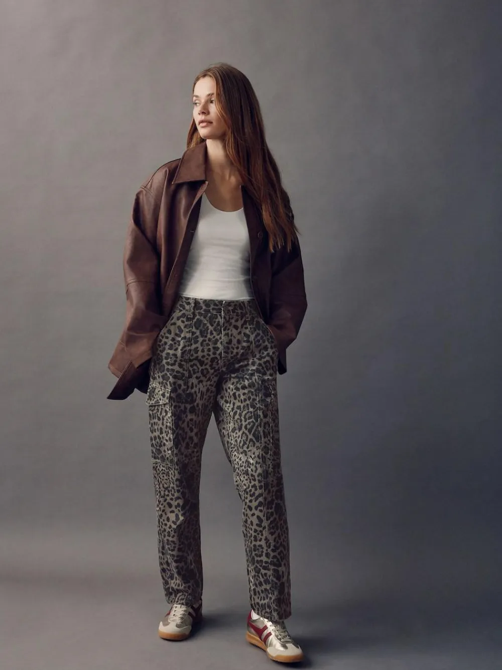 New Next Ankle Straight Leg Carpenter Jeans Leopard