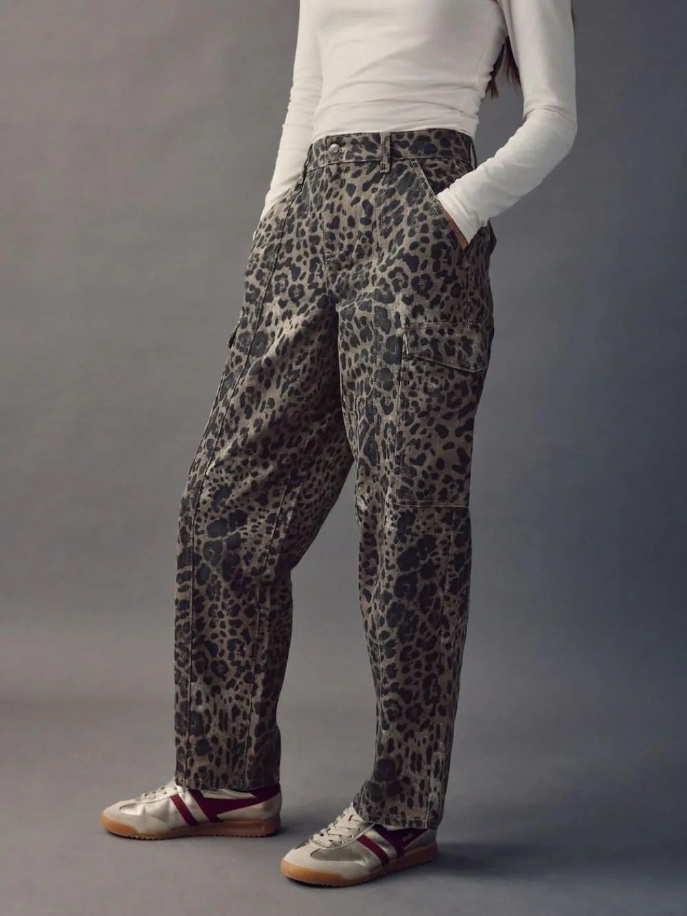 New Next Ankle Straight Leg Carpenter Jeans Leopard