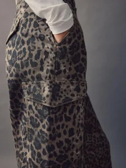 New Next Ankle Straight Leg Carpenter Jeans Leopard