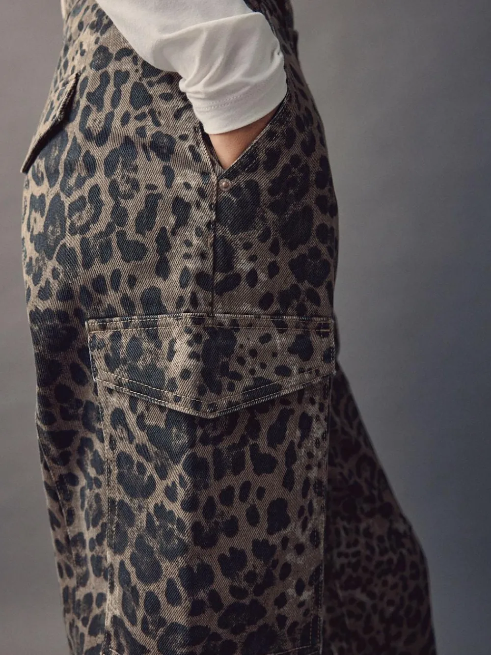 New Next Ankle Straight Leg Carpenter Jeans Leopard