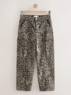 New Next Ankle Straight Leg Carpenter Jeans Leopard