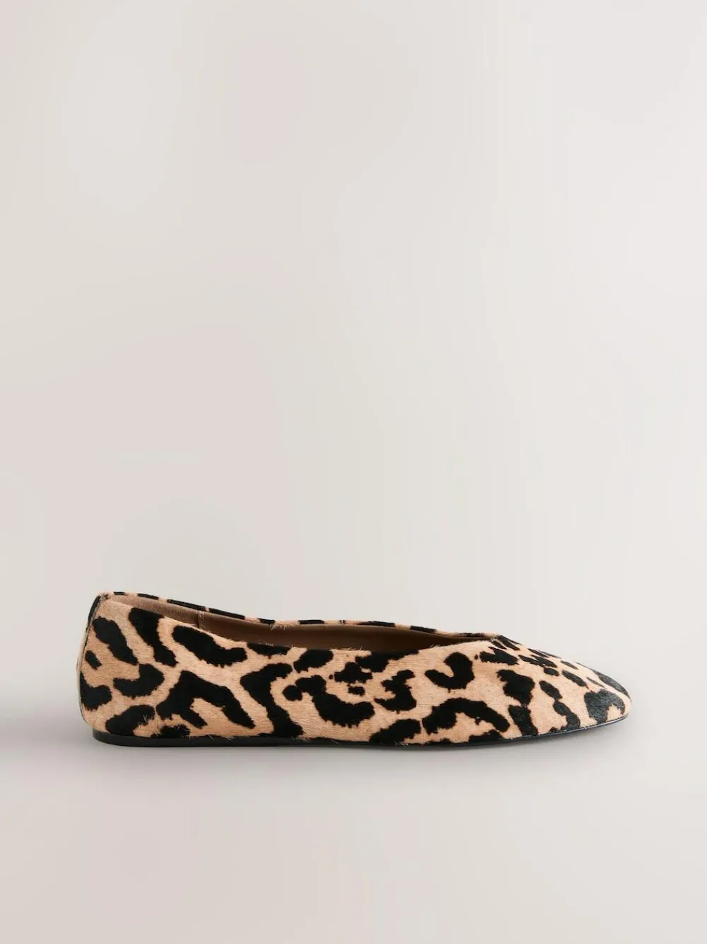 Online Next Leopard Extra Wide Fit Leather Round Toe Ballerinas