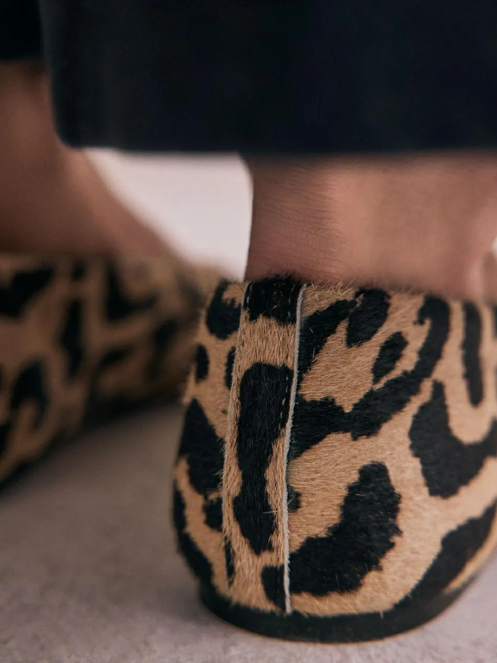 Online Next Leopard Extra Wide Fit Leather Round Toe Ballerinas