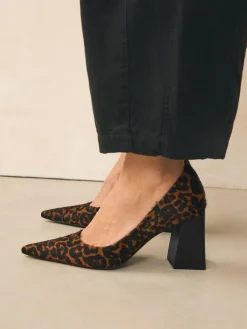 Hot Next Leather Block Court Heels Leopard
