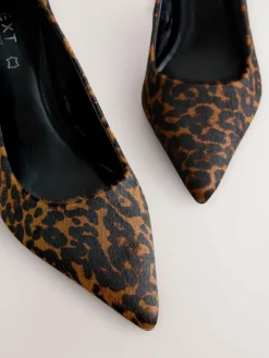 Hot Next Leather Block Court Heels Leopard