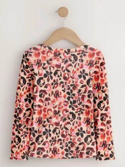 Next Leopard Long Sleeve Ribbed Top (3-16yrs)^ Nightwear|Tops