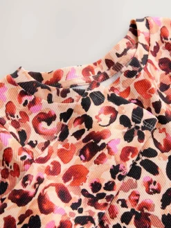 Next Leopard Long Sleeve Ribbed Top (3-16yrs)^ Nightwear|Tops