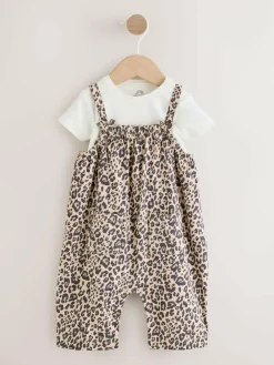 Next Baby Jersey Dungarees and Bodysuits Set 2 Piece (0mths-3yrs)^ Baby Girls|Sets & Co-Ords