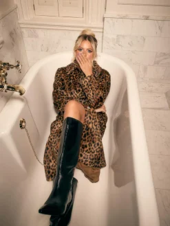 Next Leopard Print Faux Fur Long Coat^Women Coats & Jackets|Coats & Jackets