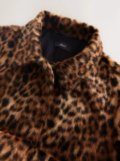 Next Leopard Print Faux Fur Long Coat^Women Coats & Jackets|Coats & Jackets