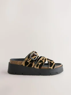 Discount Next Leather Strap Buckle Detail Sandals Leopard Print