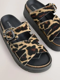 Discount Next Leather Strap Buckle Detail Sandals Leopard Print
