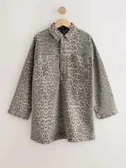 Next Mini Long Sleeve Utility Denim Dress^Women Dresses