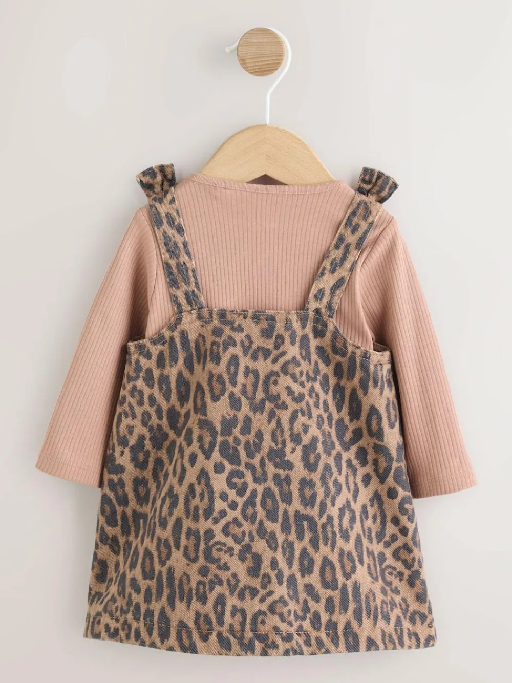 Clearance Next Leopard Print Pinafore Long Sleeve Bodysuit & Tights 3 Piece Set (0mths-2yrs)
