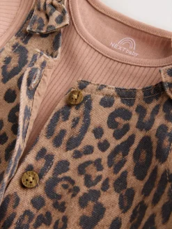 Clearance Next Leopard Print Pinafore Long Sleeve Bodysuit & Tights 3 Piece Set (0mths-2yrs)