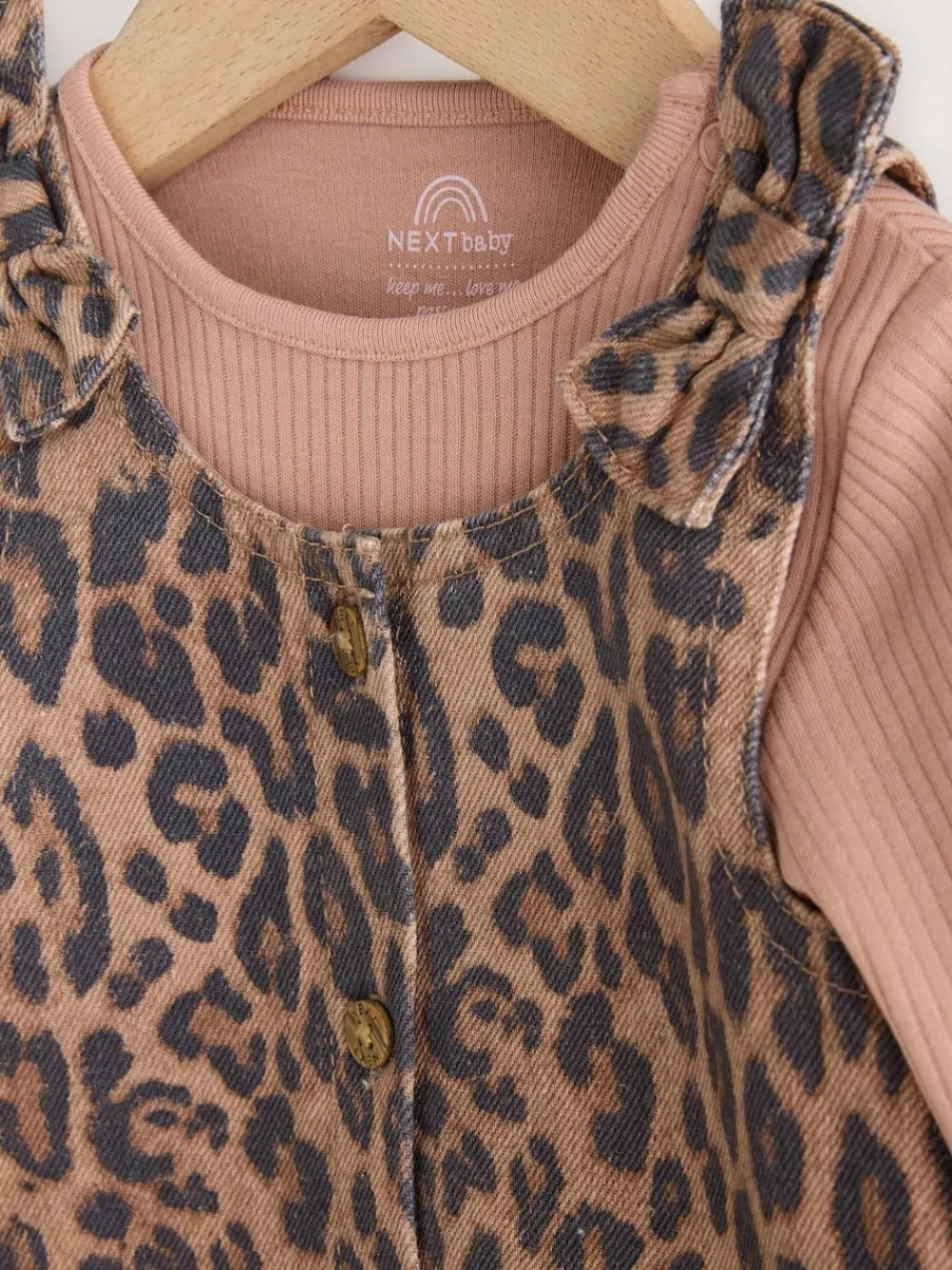 Clearance Next Leopard Print Pinafore Long Sleeve Bodysuit & Tights 3 Piece Set (0mths-2yrs)