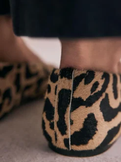 Discount Next Leopard Print Standard/Wide Fit Leather Round Toe Ballerinas