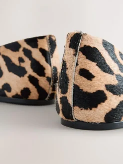 Discount Next Leopard Print Standard/Wide Fit Leather Round Toe Ballerinas