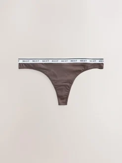Next Thong Cotton Logo Knickers 4 Pack^Women Panties