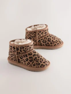 Hot Next Leopard Water Repellent Standard Fit (F) Suede Pull On Boots