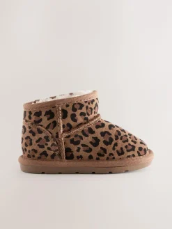 Hot Next Leopard Water Repellent Standard Fit (F) Suede Pull On Boots