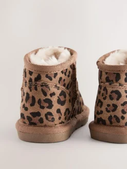 Hot Next Leopard Water Repellent Standard Fit (F) Suede Pull On Boots