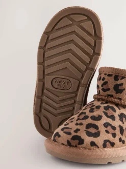 Hot Next Leopard Water Repellent Standard Fit (F) Suede Pull On Boots