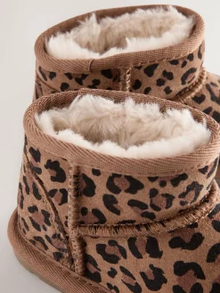 Hot Next Leopard Water Repellent Standard Fit (F) Suede Pull On Boots