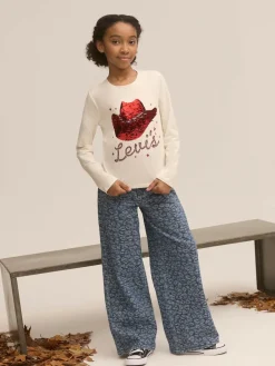 Levi's Blue Leopard Print Jacquard High Rise Baggy Jeans