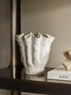 Online Libra Interiors Cream Medium Coralie Glazed Vase