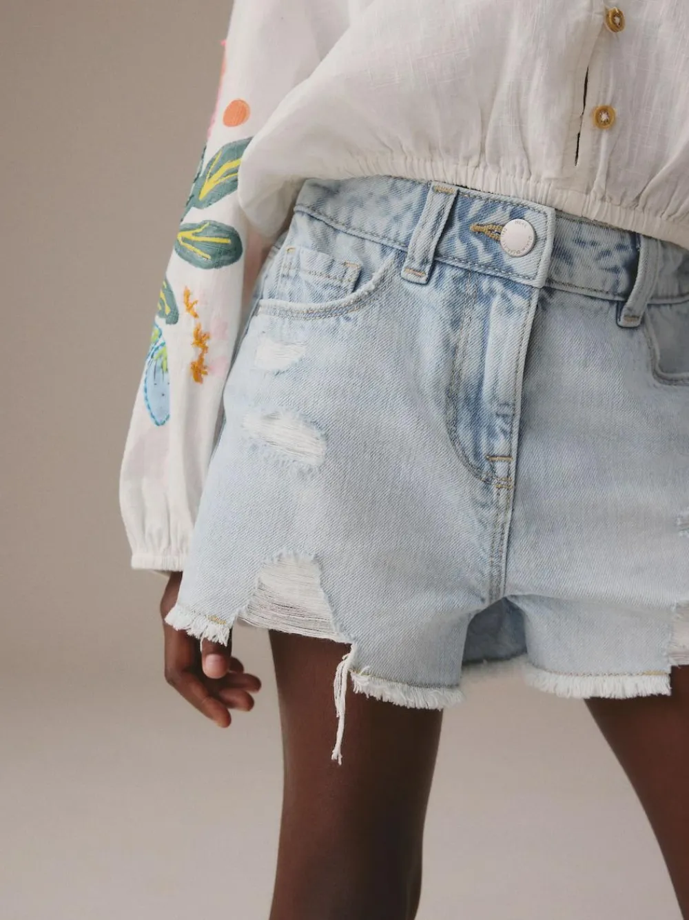 Next 100% Cotton Frayed Edge Distressed Shorts (3-16yrs)^ Shorts & Skirts