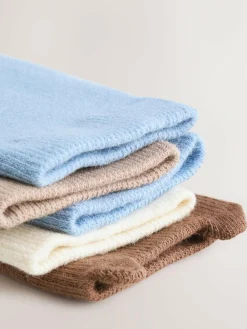 Sale Next Light Blue Bear Cosy Terry Cotton Rich Socks 5 Pack