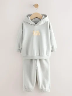 Discount Next Cool Vibes Printed Hoodie and Joggers Set (3mths-7yrs) Light Blue