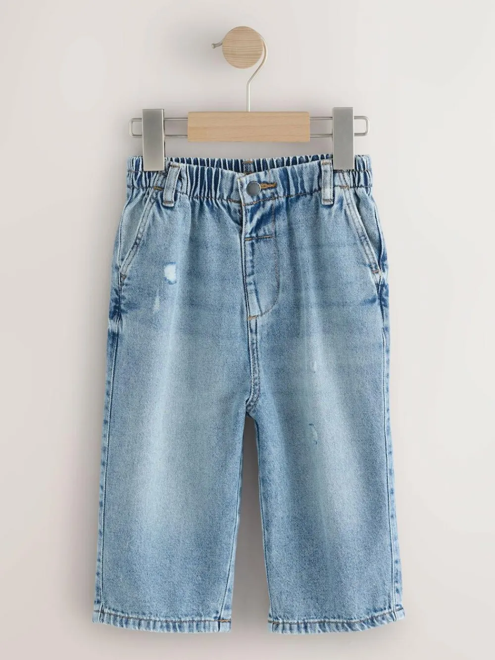 New Next Light Blue Distressed Denim Wide Leg Jeans (3mths-7yrs)