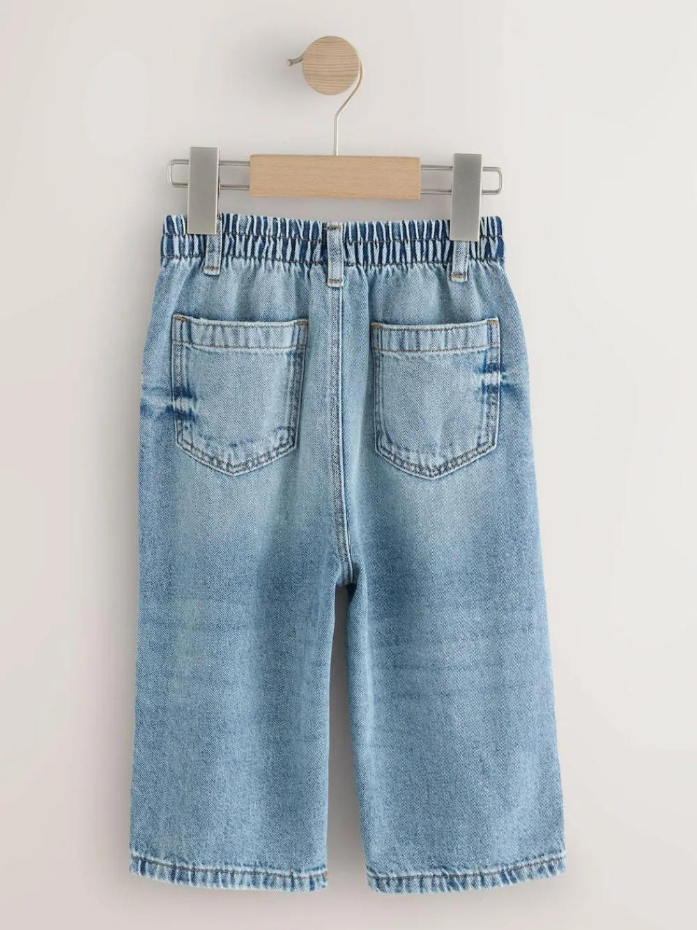 New Next Light Blue Distressed Denim Wide Leg Jeans (3mths-7yrs)