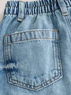 New Next Light Blue Distressed Denim Wide Leg Jeans (3mths-7yrs)