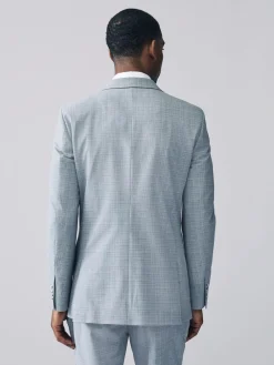 Next Light Blue Double Breasted Check Suit Jacket^ Blue Suits