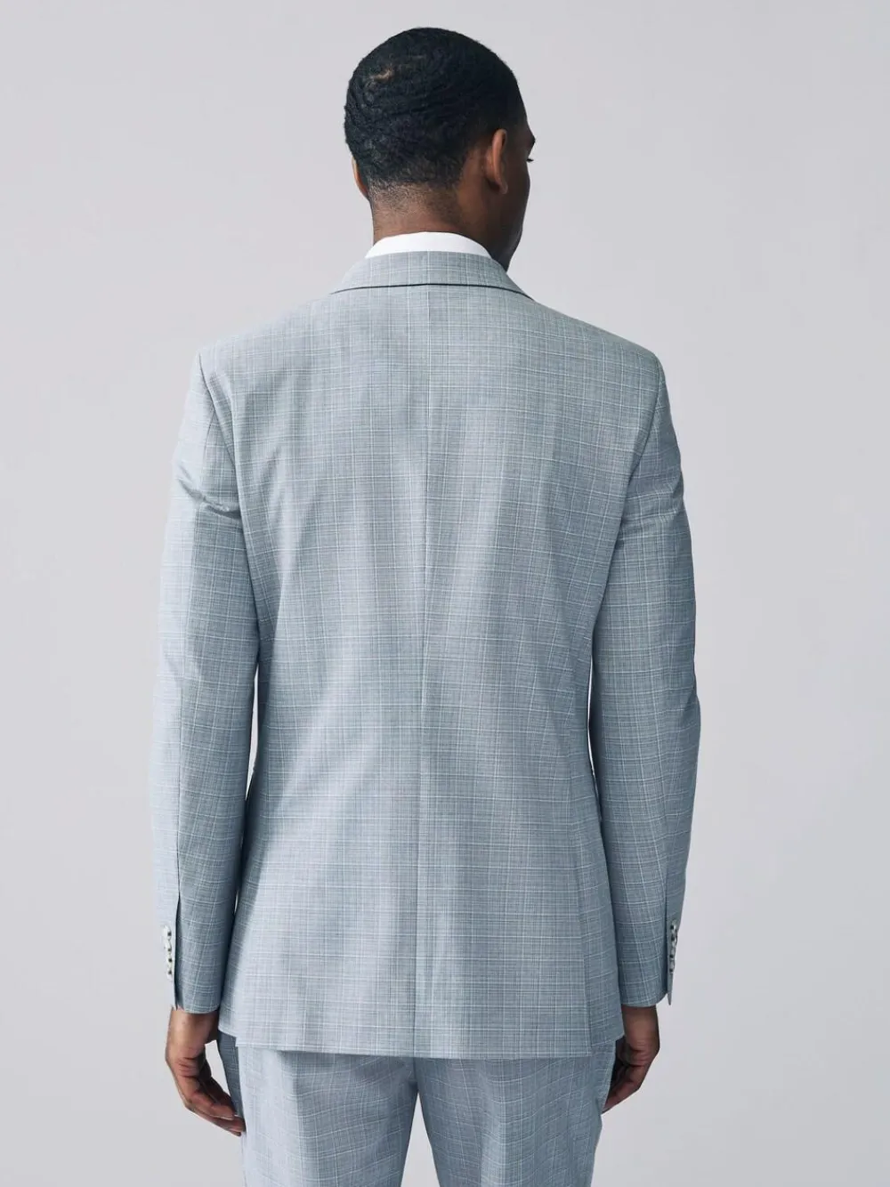 Next Light Blue Double Breasted Check Suit Jacket^ Blue Suits