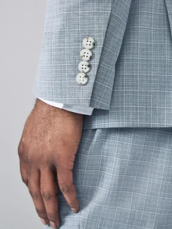 Next Light Blue Double Breasted Check Suit Jacket^ Blue Suits